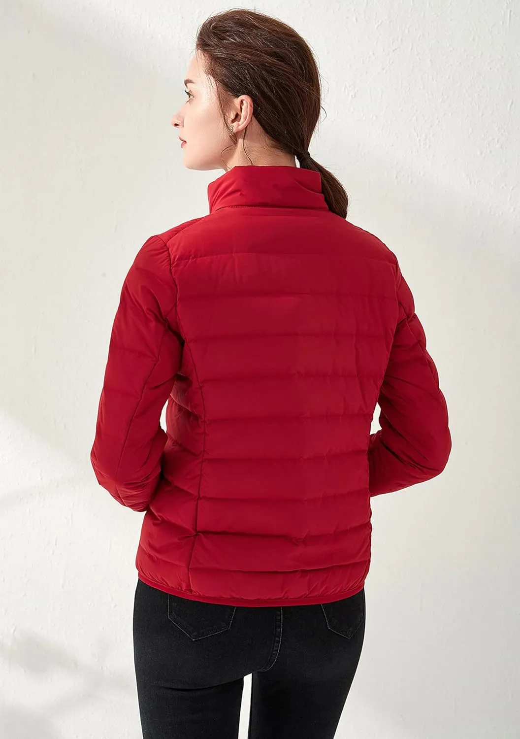 Amxiway Women's Ultra Light Weight Packable Coat Outdoor Puffer Short Down Jacket
