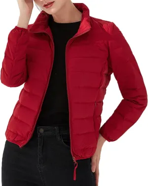 Amxiway Women's Ultra Light Weight Packable Coat Outdoor Puffer Short Down Jacket
