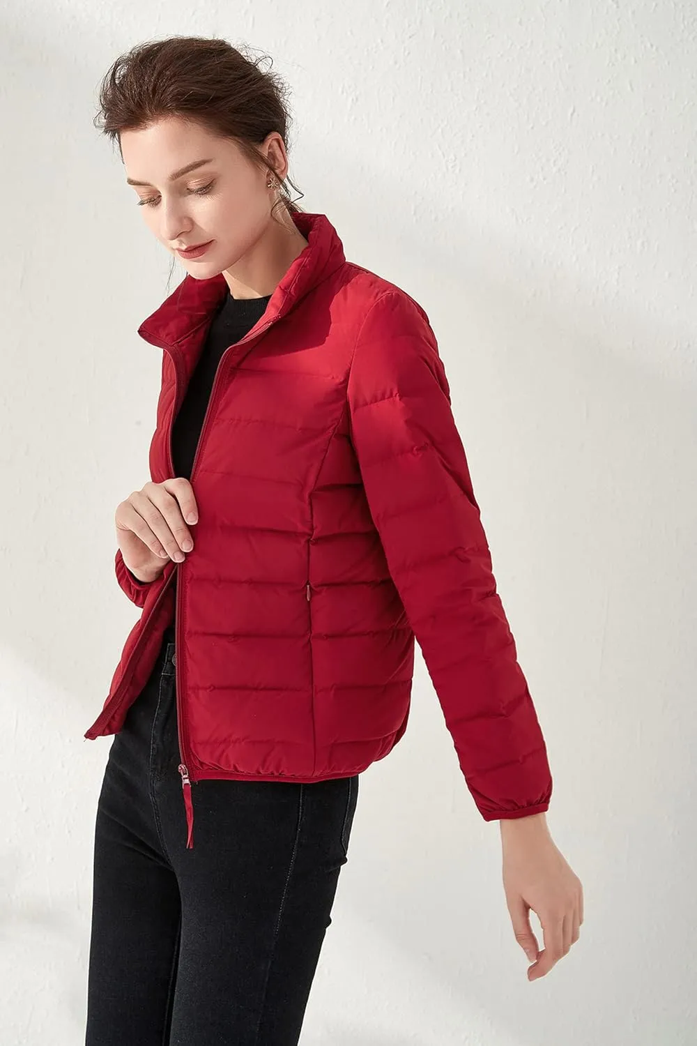 Amxiway Women's Ultra Light Weight Packable Coat Outdoor Puffer Short Down Jacket