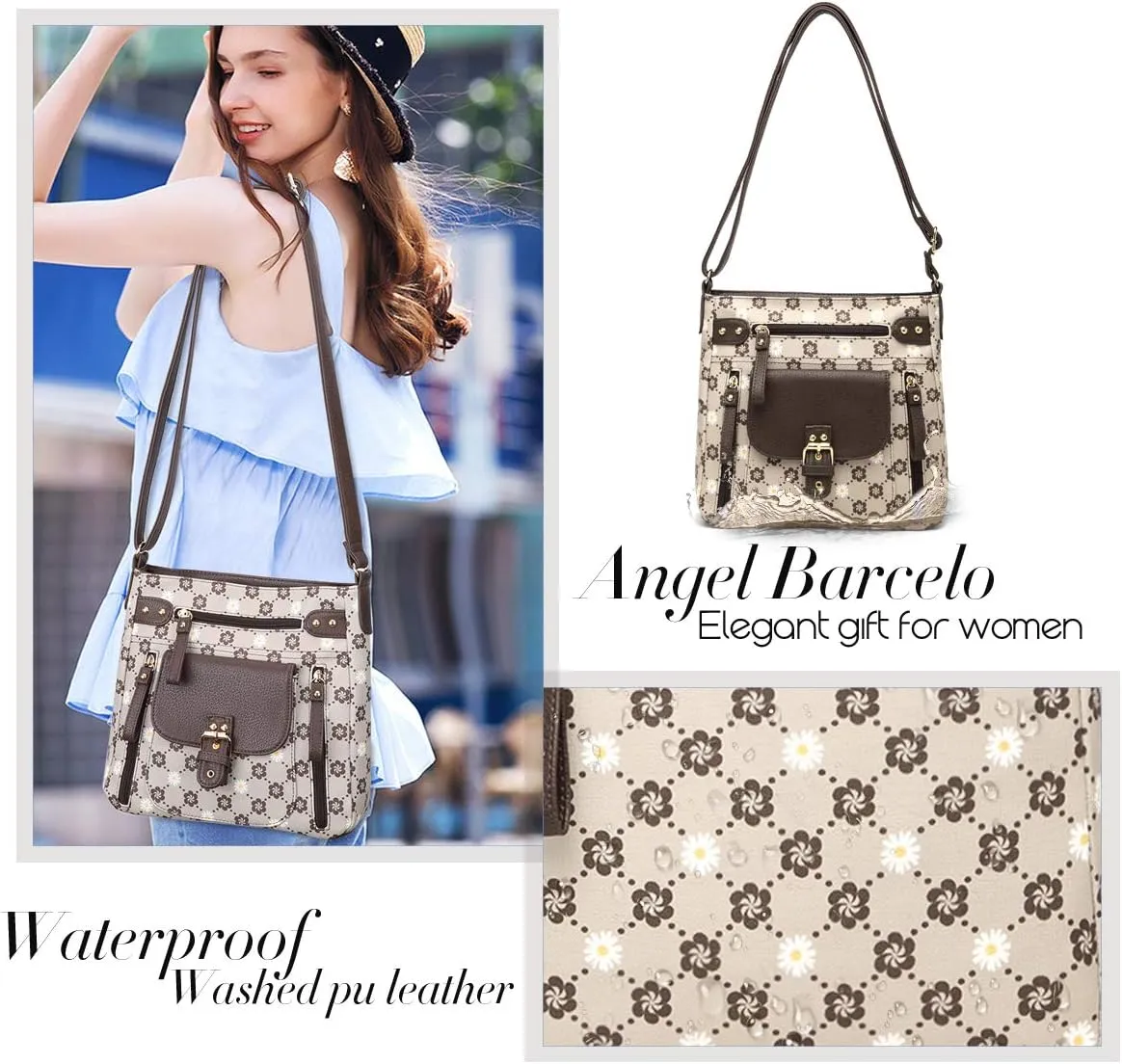 Angel Kiss Crossbody Bags Shoulder Bags and Handbags for Women Multi Pocket Daily Soft Hobo Purses Medium Size