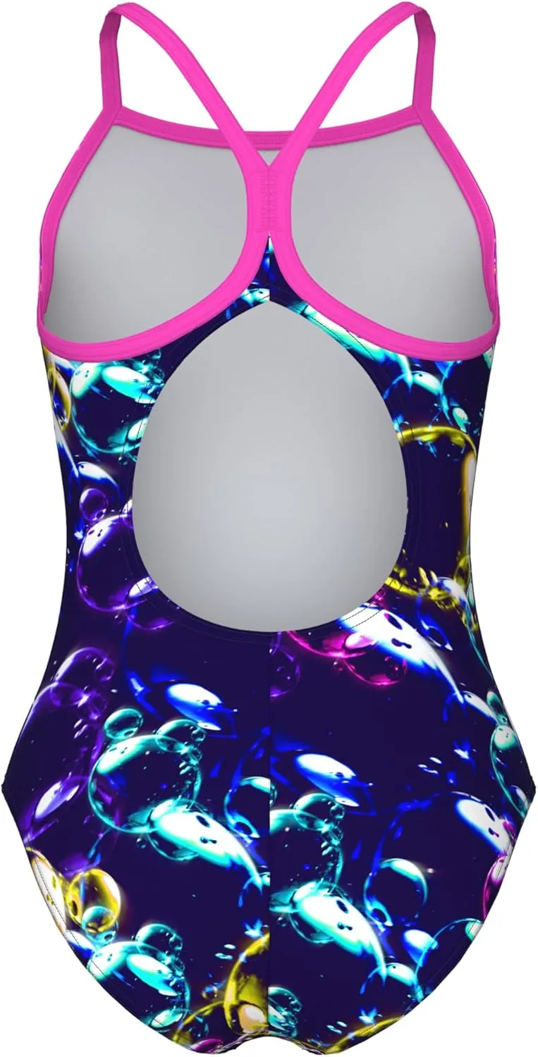 ARENA Girls Feel Soap Bubbles Light Drop Back Athletic One Piece Swimsuit