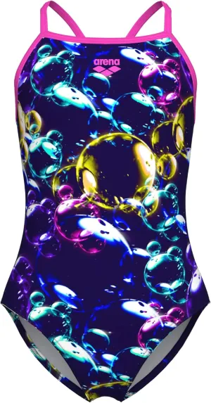 ARENA Girls Feel Soap Bubbles Light Drop Back Athletic One Piece Swimsuit