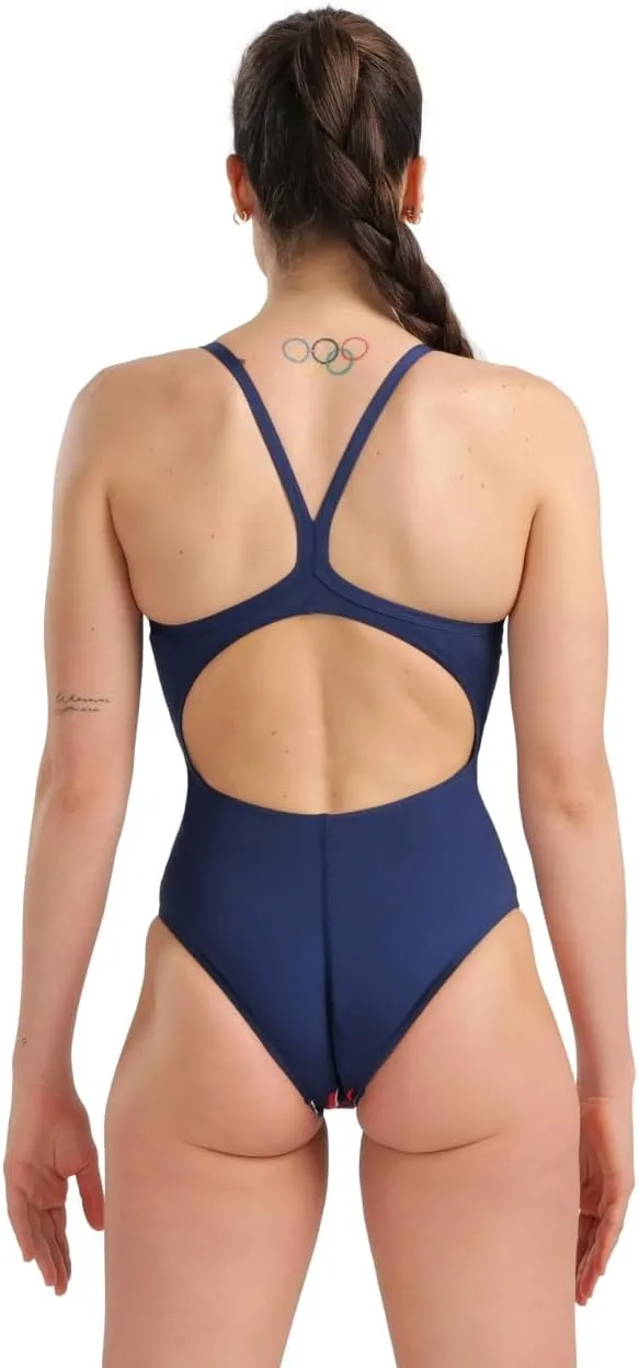ARENA Women's Performance Marbled Sports Swimsuit Light Drop Back Bathing Suit