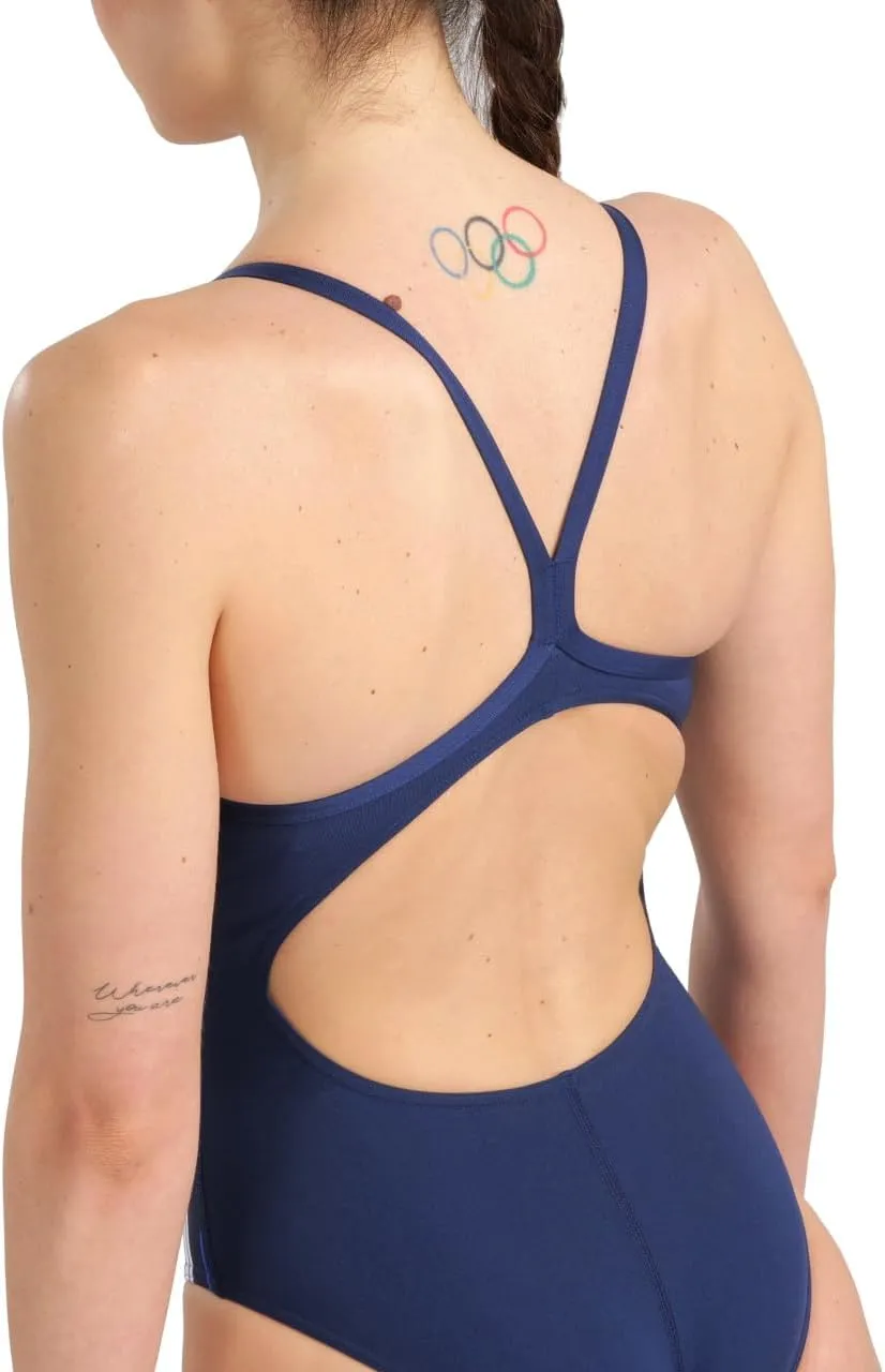ARENA Women's Performance Marbled Sports Swimsuit Light Drop Back Bathing Suit
