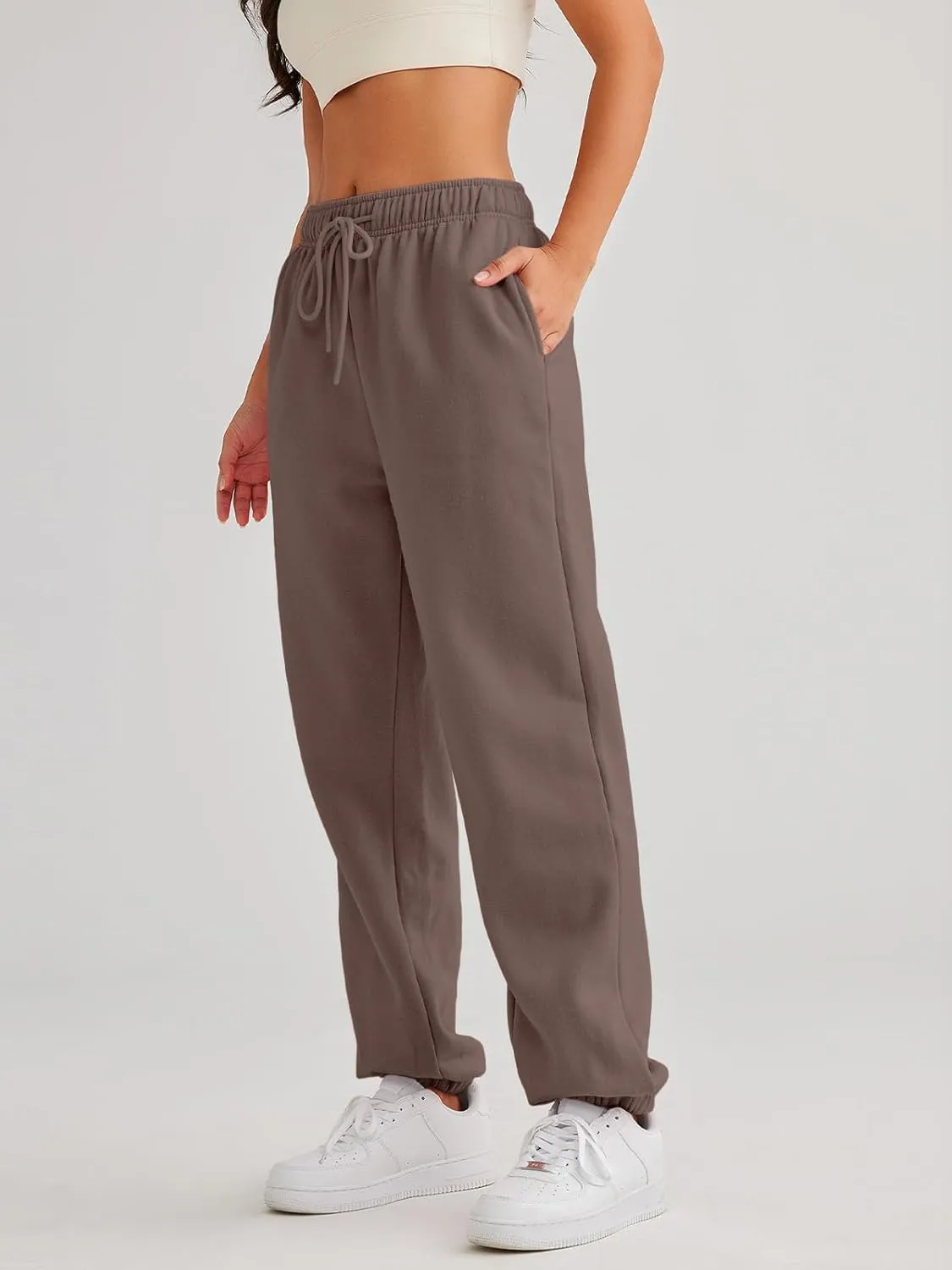 AUTOMET Women's Casual Baggy Fleece Sweatpants