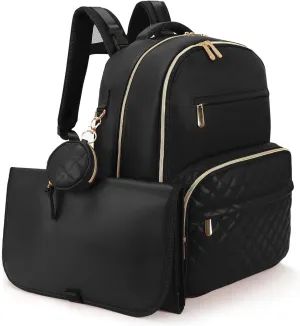 Award-Winning 3 in 1 Vegan Leather Diaper Bag Backpack  Large PU Leather Diaper Bag Design with 21 Pockets, USB Port, Changing Pad, Pacifier Case, Stroller Straps, Waterproof, Stylish, Unisex 31L