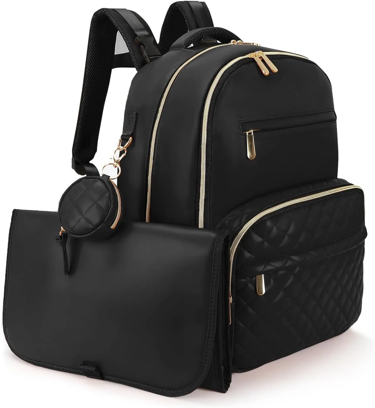 Award-Winning 3 in 1 Vegan Leather Diaper Bag Backpack  Large PU Leather Diaper Bag Design with 21 Pockets, USB Port, Changing Pad, Pacifier Case, Stroller Straps, Waterproof, Stylish, Unisex 31L