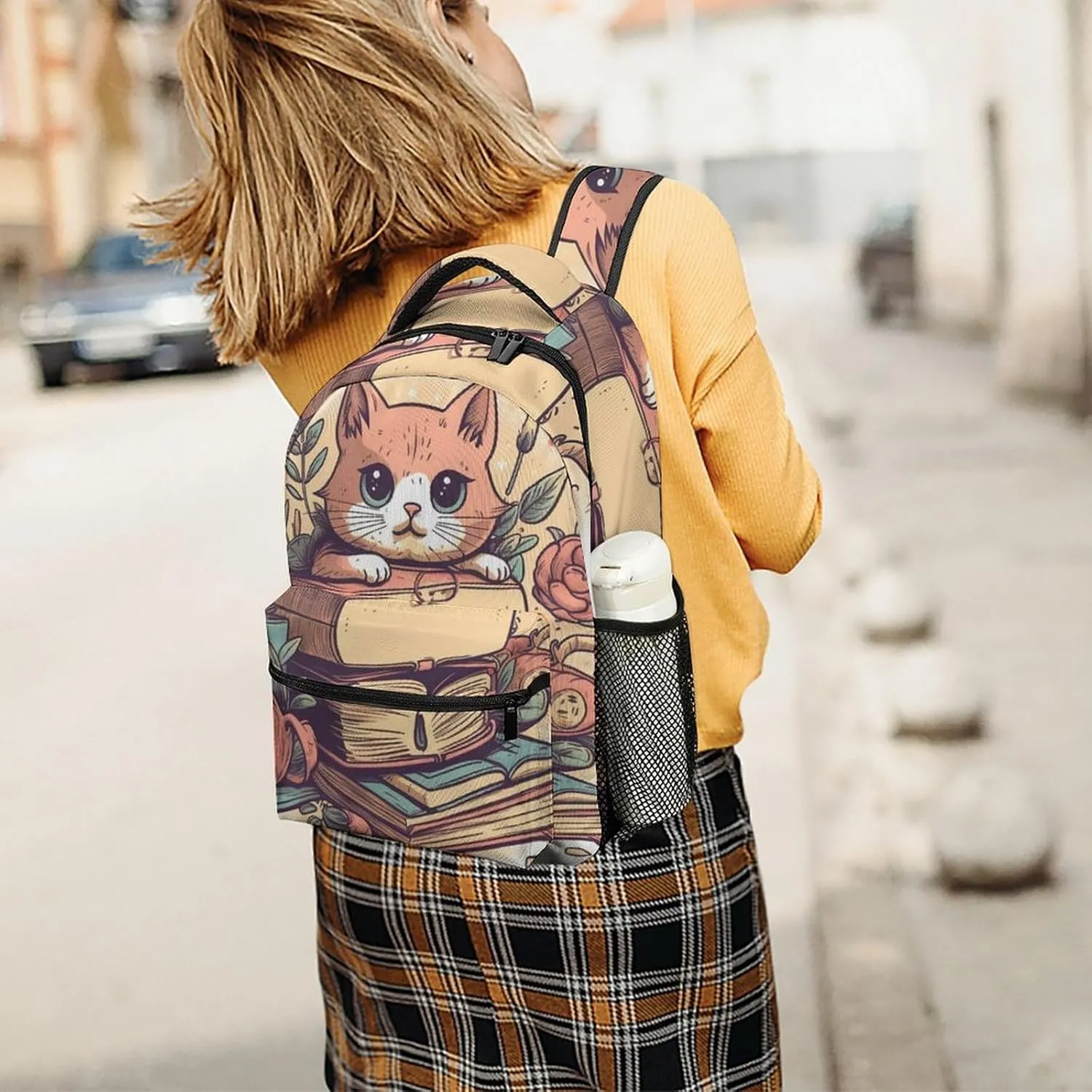 Backpacks Light Brown Cartoon Travel Bag Laptop Backpack Casual Daypack for Weekender Business Hiking