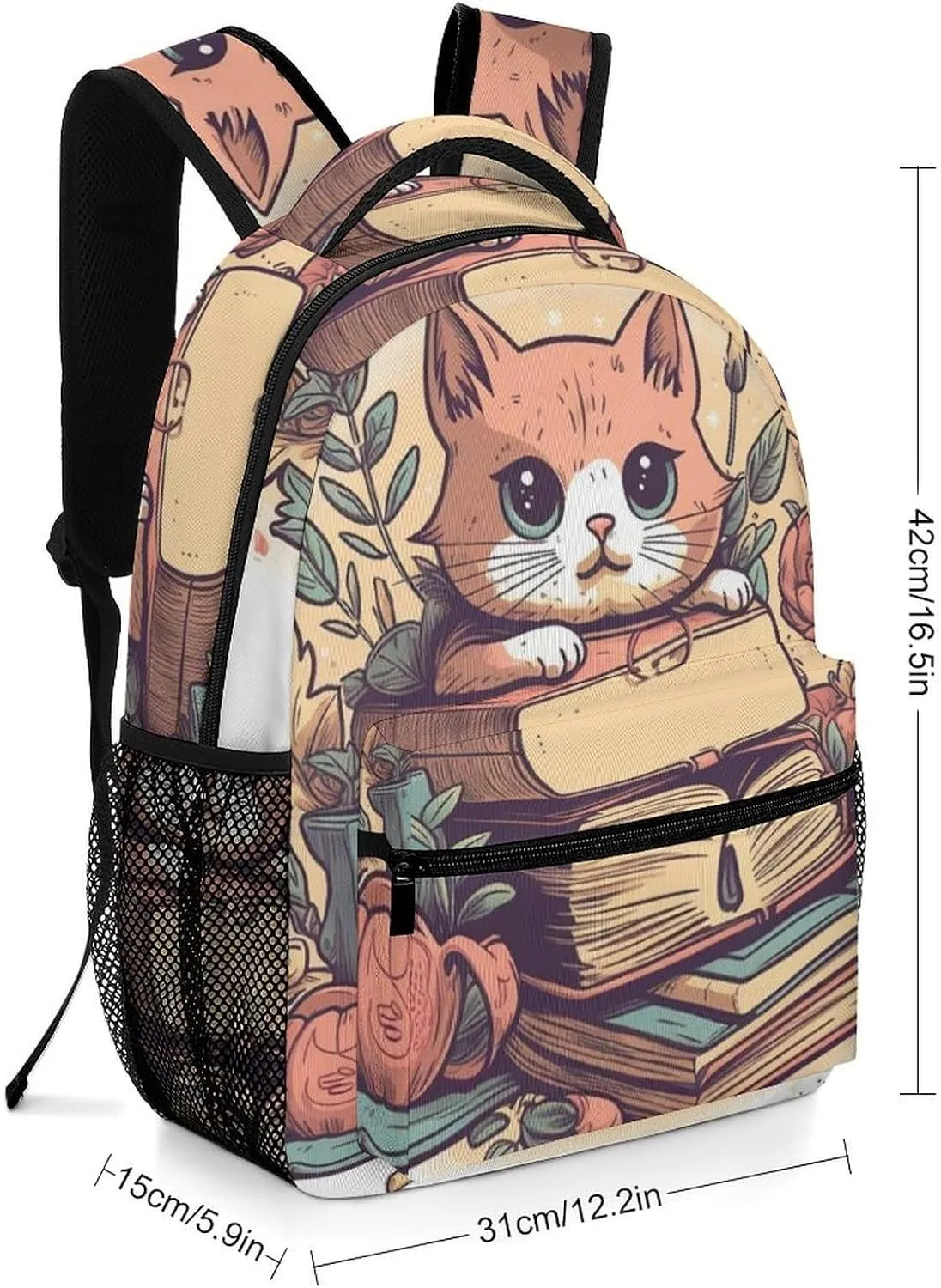 Backpacks Light Brown Cartoon Travel Bag Laptop Backpack Casual Daypack for Weekender Business Hiking