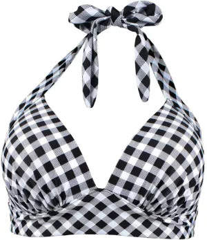 Balasami Women's Vintage 50s Halter Neck Tie Knot Back Soft Molded Padding Bikini Top Swimsuit Bathing Suit Tops Only