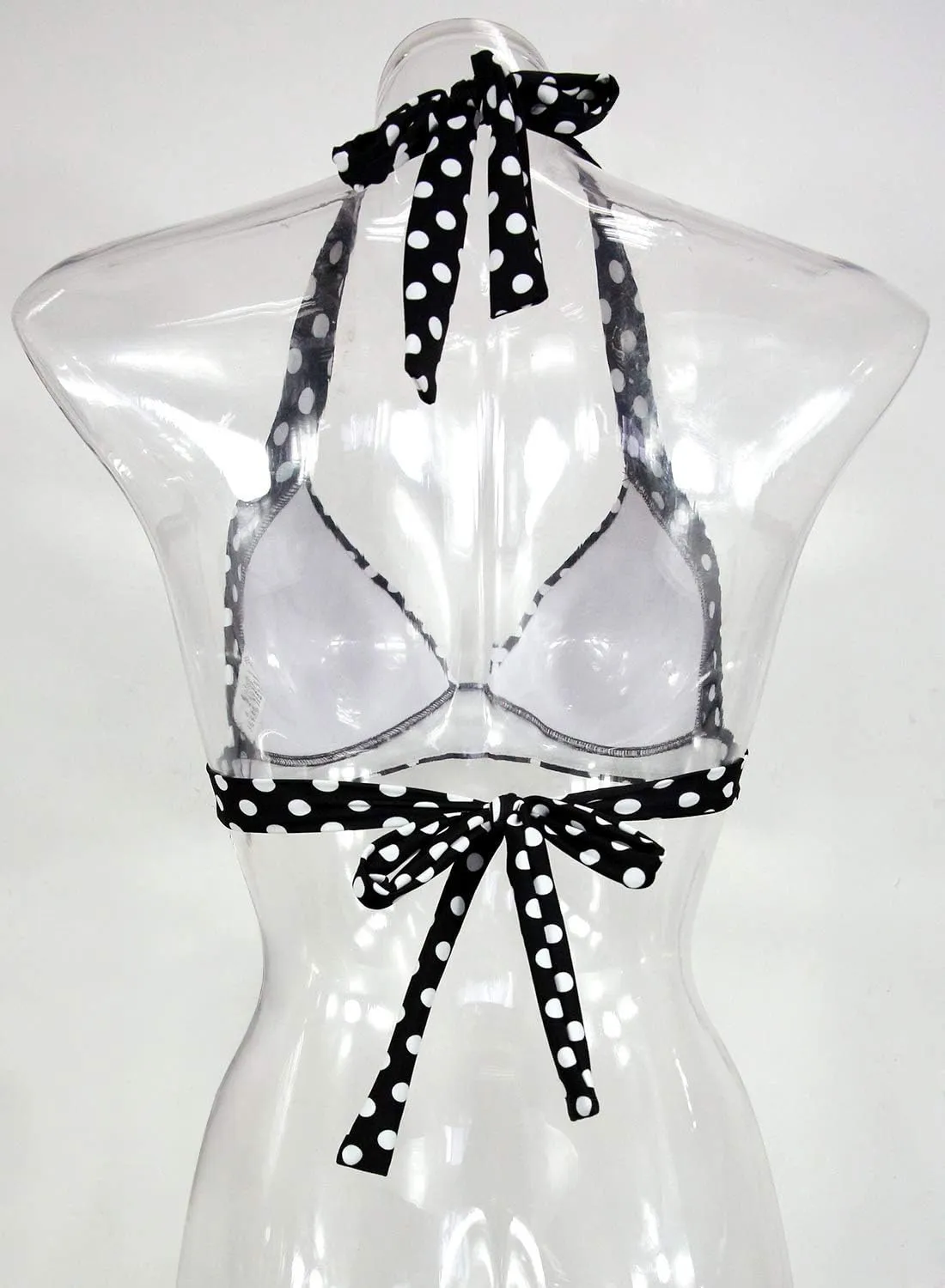 Balasami Women's Vintage 50s Halter Neck Tie Knot Back Soft Molded Padding Bikini Top Swimsuit Bathing Suit Tops Only