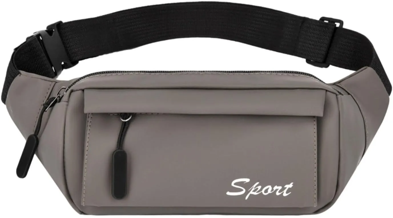 Belt Bag, Hip Bag for Running, Camping, Workout, Gym, Cycling, Light Grey