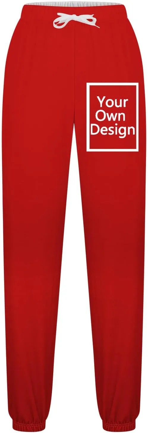 Binmer Custom Sweatpants Jogger Pants for Womens, Personalized Design Your Own Add Image Text Photo Drawstring Sport Trousers