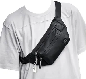 Black Fanny Pack for Men Women, Fashionable Crossbody Waist Bag Pack with 4-Zipper Pockets Adjustable Strap, Waterproof Anti-theft Mens Fanny Pack Belt Bag for Travel Hiking Running - Nylon