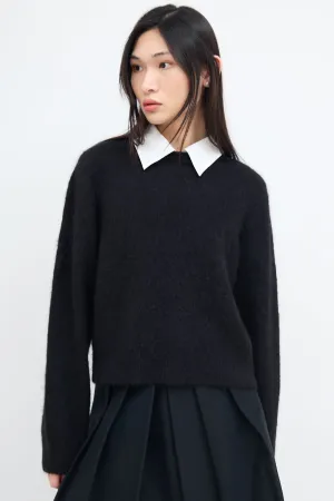 Black Wool Knit Collared Sweater