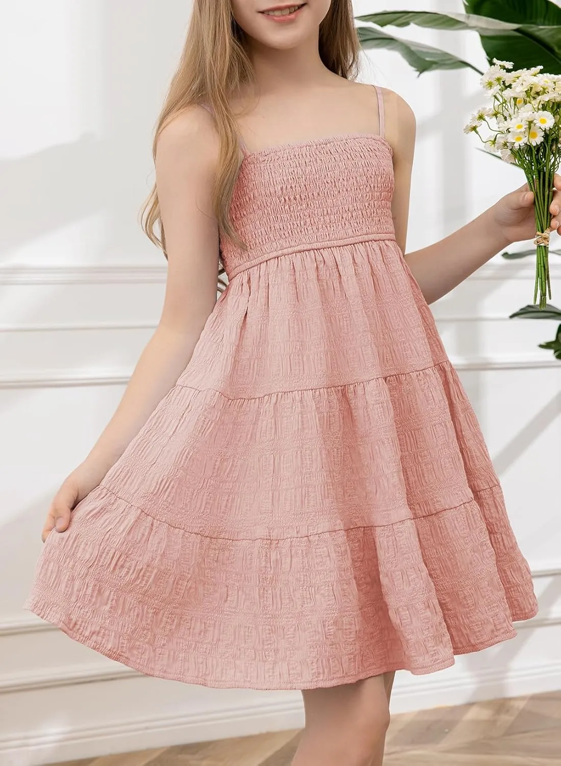 blibean Girls Summer Sundress Tween Sun Dresses Size 6-15 Years Old
