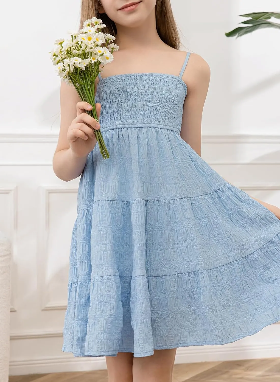 blibean Girls Summer Sundress Tween Sun Dresses Size 6-15 Years Old