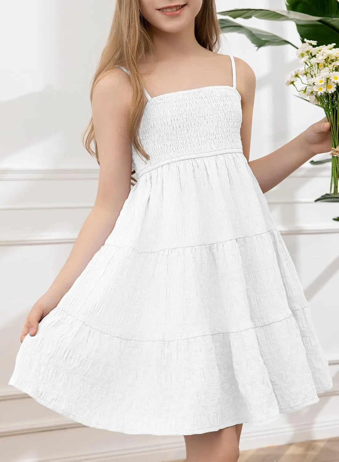 blibean Girls Summer Sundress Tween Sun Dresses Size 6-15 Years Old