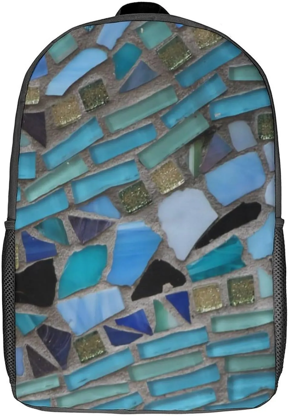 Blue Sea Glass Mosaic Light Backpack Lightweight Waterproof Laptop Backpack Unisex