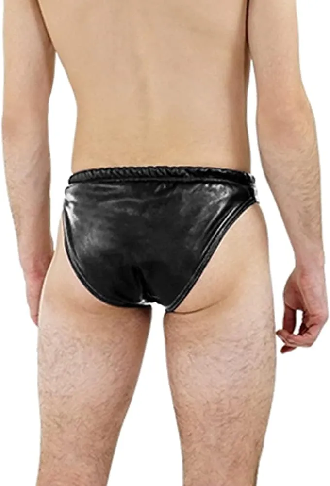 Bockle Leather Slip real leather pants Man Boxershorts underwear Hipster Shorts Leather Pants Briefs