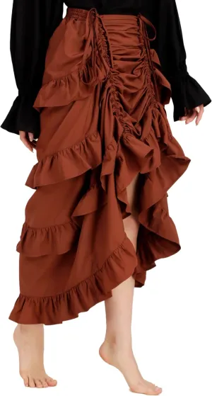 BoheeWohee Women's Maxi Asymmetrical High-Low Bustle Gothic Victorian Steampunk Skirt