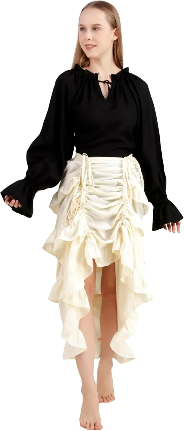 BoheeWohee Women's Maxi Asymmetrical High-Low Bustle Gothic Victorian Steampunk Skirt