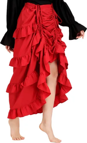 BoheeWohee Women's Maxi Asymmetrical High-Low Bustle Gothic Victorian Steampunk Skirt