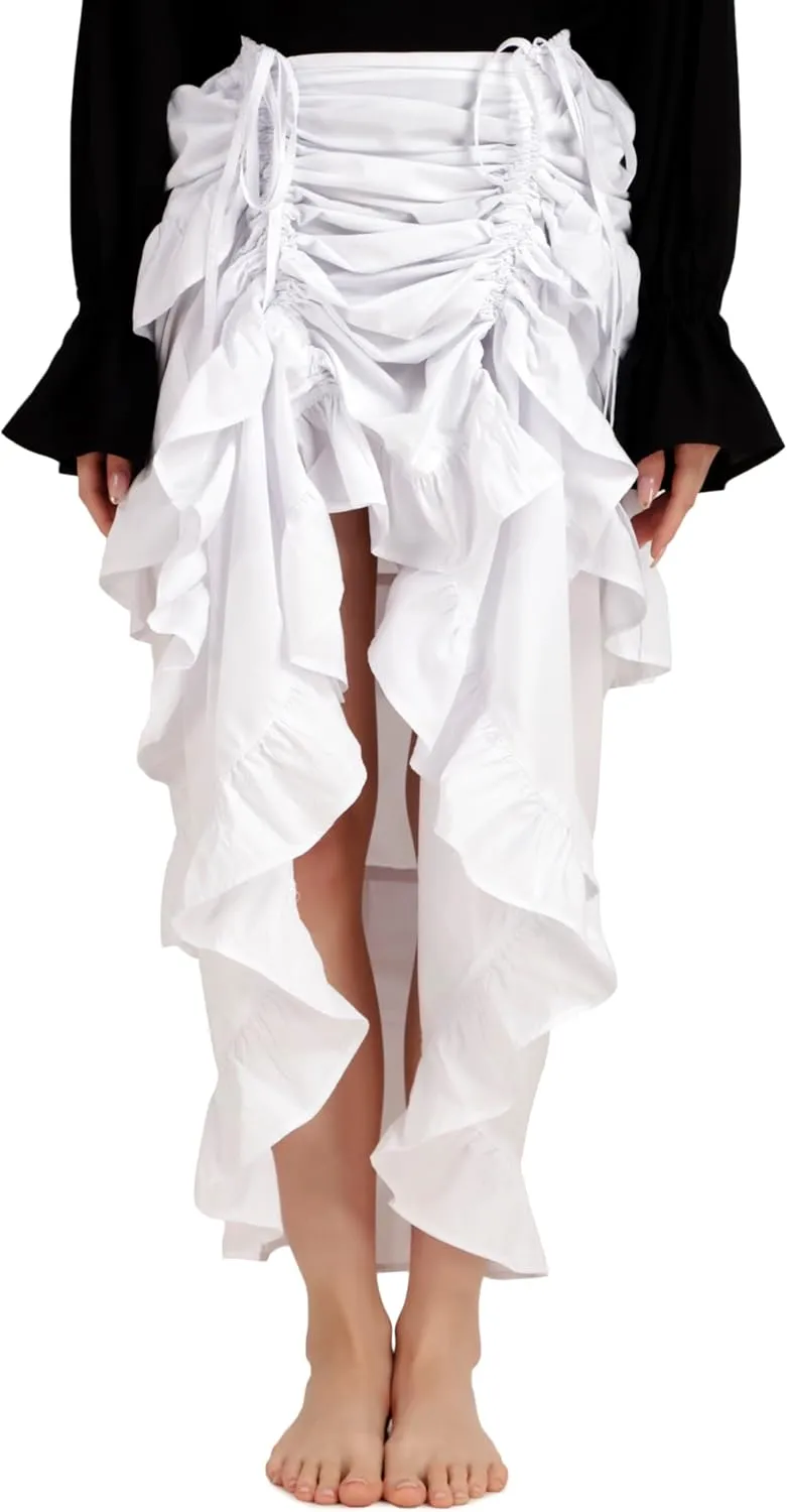 BoheeWohee Women's Maxi Asymmetrical High-Low Bustle Gothic Victorian Steampunk Skirt