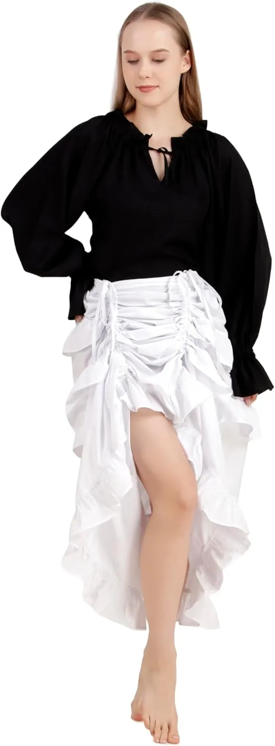 BoheeWohee Women's Maxi Asymmetrical High-Low Bustle Gothic Victorian Steampunk Skirt