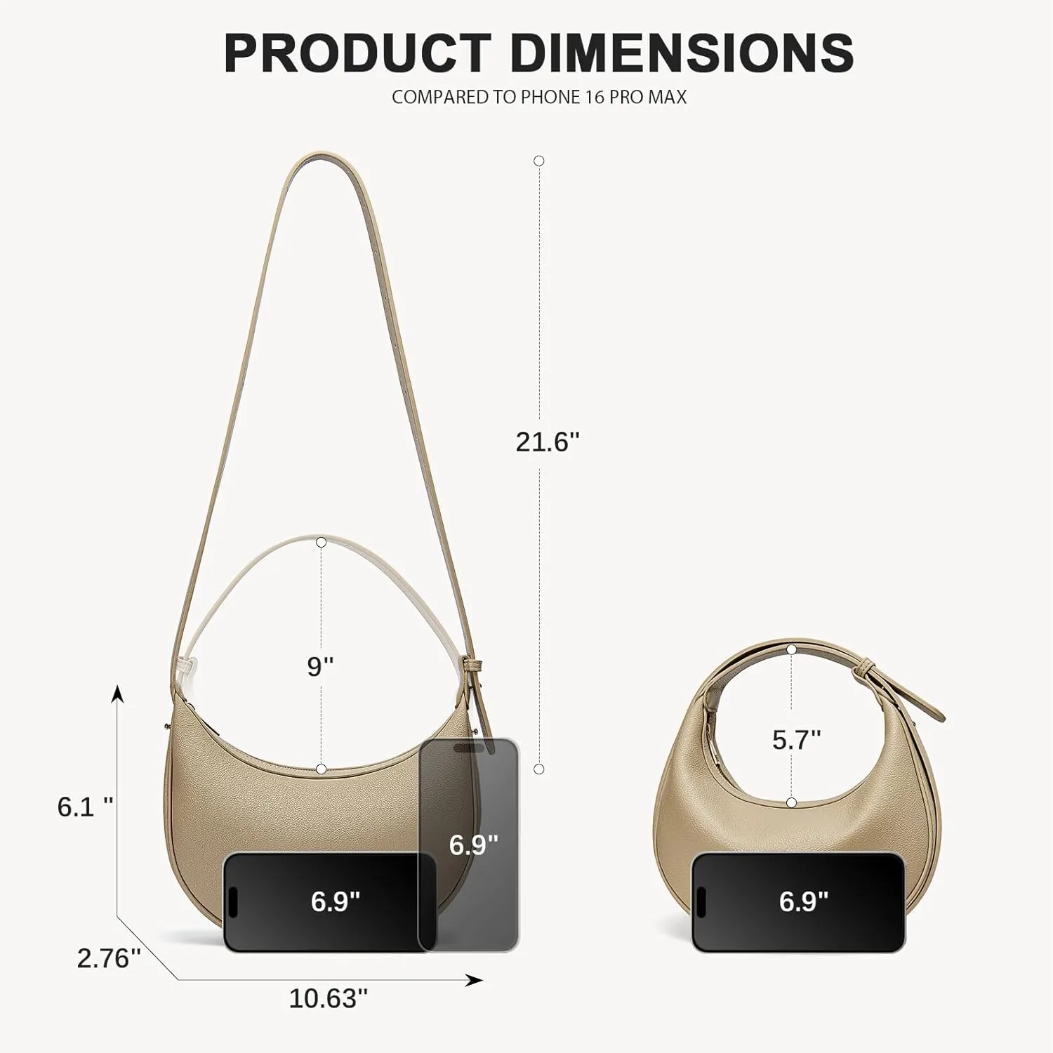 BOSTANTEN Crescent Shoulder Bag for Women Trendy Crossbody Hobo Purse Vegan Leather Clutch Handbag Adjustable Strap