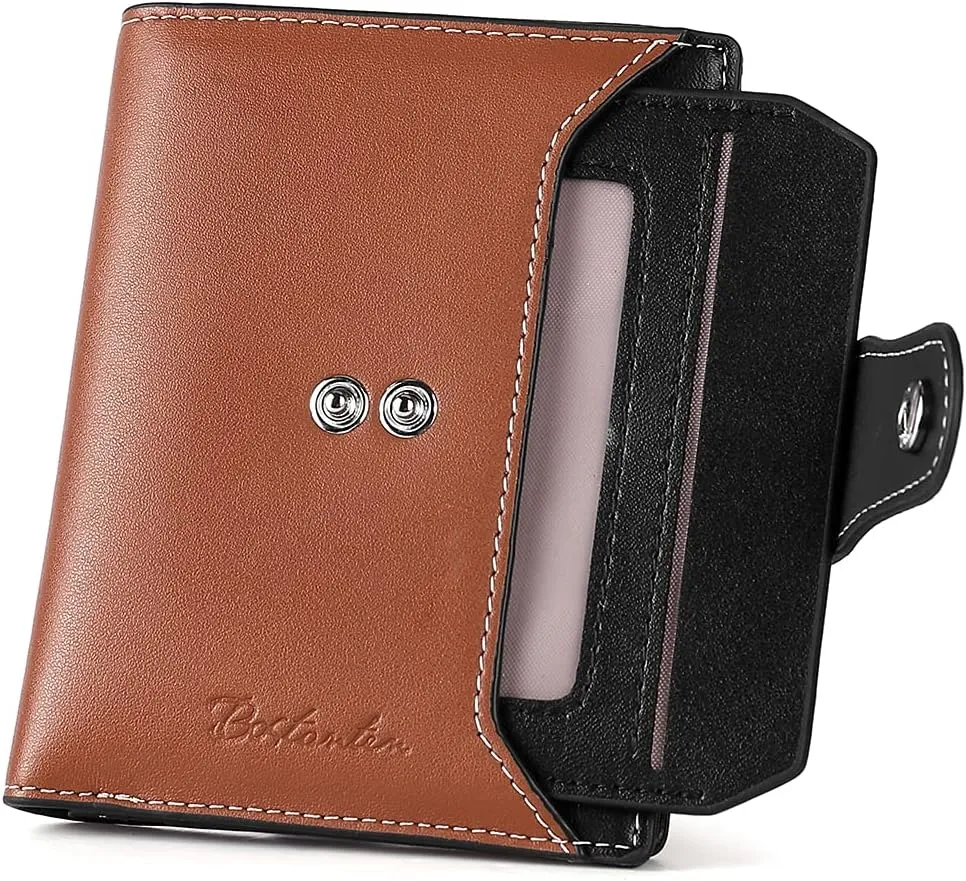 BOSTANTEN Women Leather Wallet RFID Blocking Small Bifold Zipper Pocket Wallet Card Case Purse with ID Window