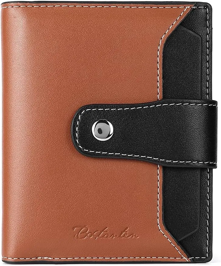 BOSTANTEN Women Leather Wallet RFID Blocking Small Bifold Zipper Pocket Wallet Card Case Purse with ID Window