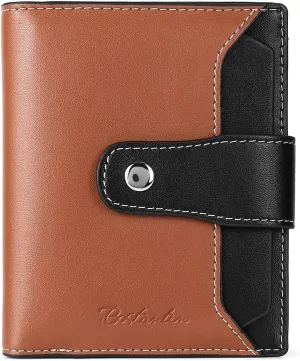 BOSTANTEN Women Leather Wallet RFID Blocking Small Bifold Zipper Pocket Wallet Card Case Purse with ID Window