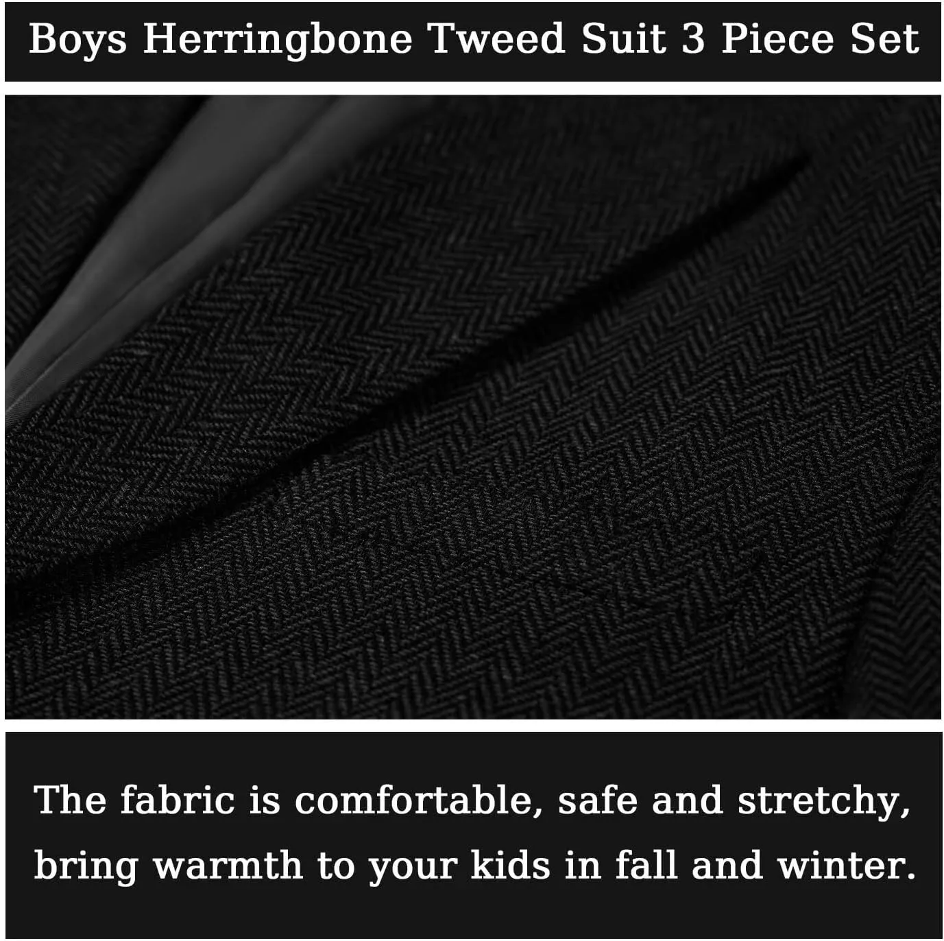 Boy's Suit Herringbone Tweed Blazer Slim Fit Kids Winter 1920s Retro Vintage Formal Wedding Prom Tuxedo Jacket Vest Pants Tie