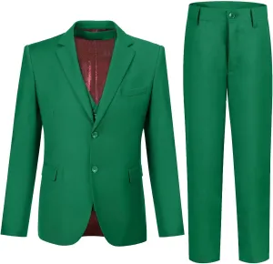 Boy's Suit Slim Fit Formal 3 Pieces Suit Set, Dress Suit Blazer Vest Pants, Kids Wedding Ring Bearer Outfit Size 2T-20