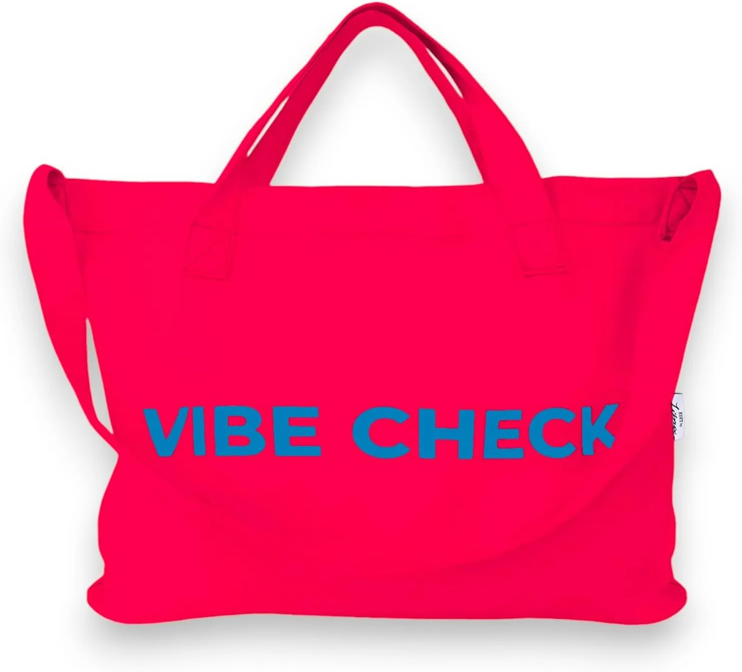 Bright Color Reusable Cotton Tote, Casual Shoulder Work daily bag, Grocery Bag with Inside Pocket, Vibe Check