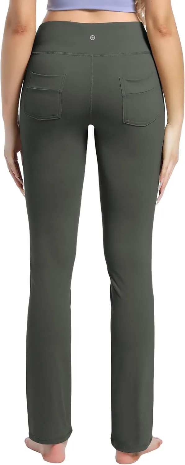 BUBBLELIME 29"/31"/33"/35"/37" Women's High Waist Straight Leg Yoga Pants Tummy Control Workout Pants with Pockets