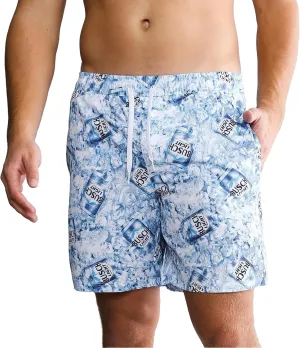 Busch Light Ice Stretch Board Shorts (US, Numeric, 28, 30, Regular, Regular, Blue)