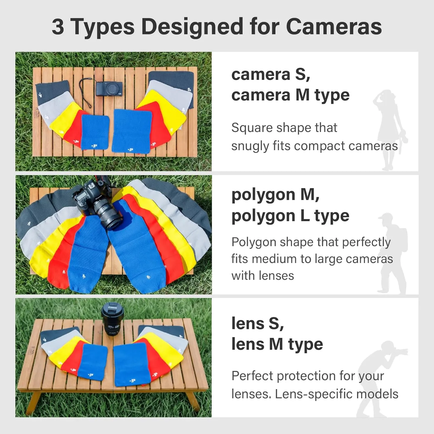 Camera Cover, Polygon W, Made in Japan, M size, Light Gray