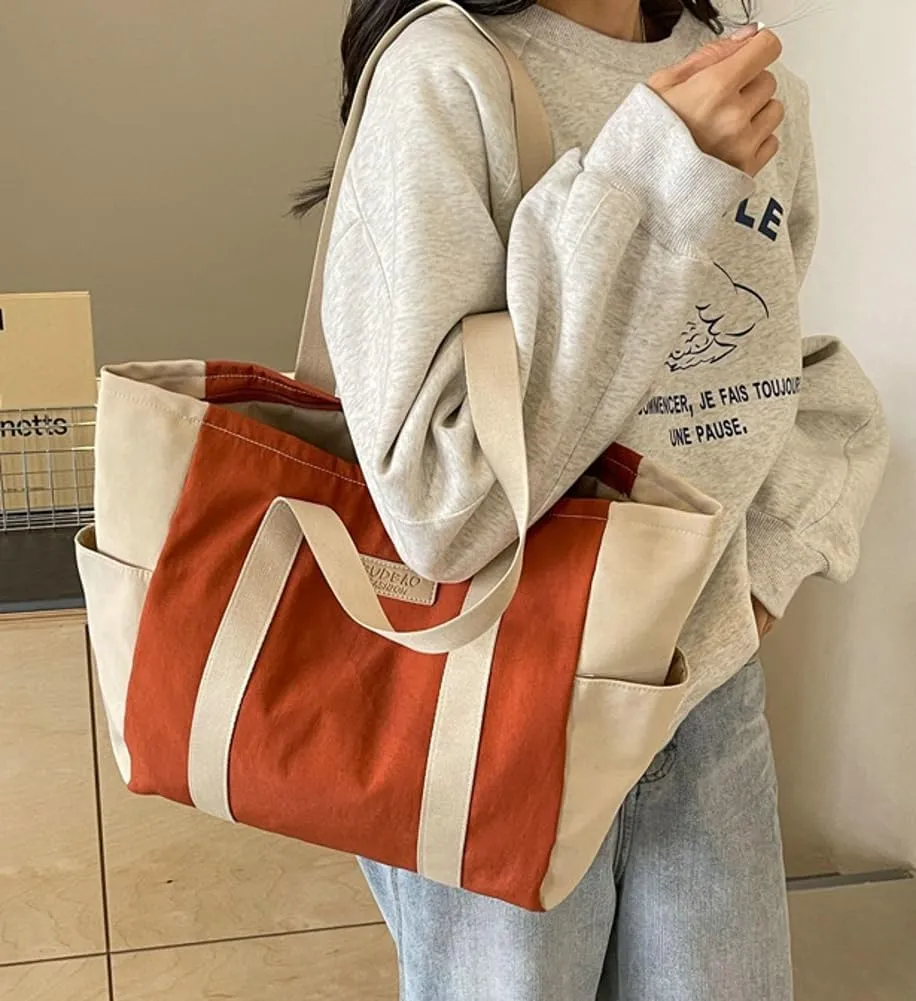 Canvas Hobo Bag for Women Tote Bag Retro Shoulder Bag Slouchy Top Handle Handbag Purse Work Travel