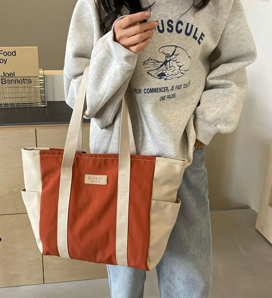 Canvas Hobo Bag for Women Tote Bag Retro Shoulder Bag Slouchy Top Handle Handbag Purse Work Travel