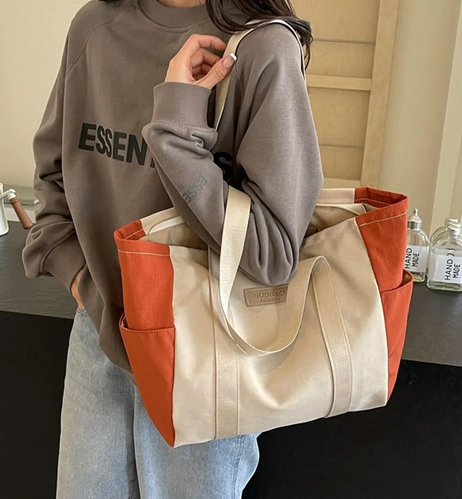Canvas Hobo Bag for Women Tote Bag Retro Shoulder Bag Slouchy Top Handle Handbag Purse Work Travel