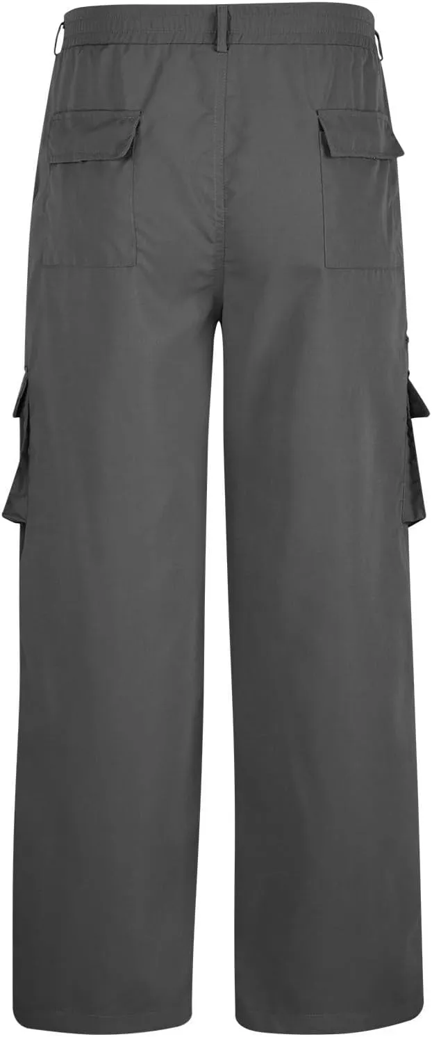 Cargo Pants for Men Elastic Waist Sweatpants Male Athletic Hiking Pants Multic Pockets Drawstring Chino Cotton Slacks