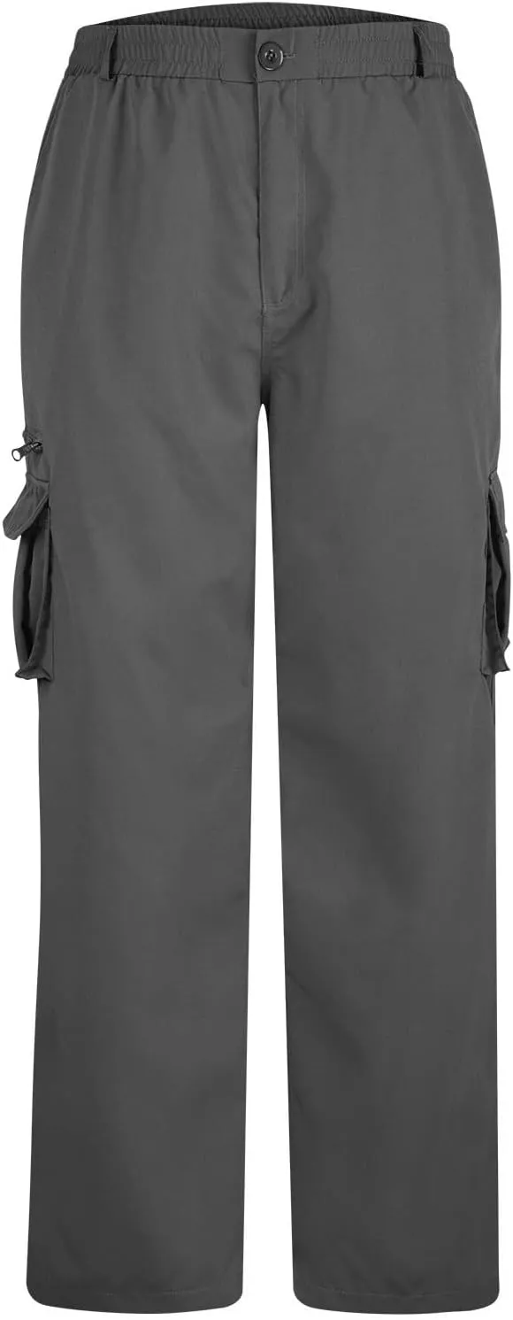 Cargo Pants for Men Elastic Waist Sweatpants Male Athletic Hiking Pants Multic Pockets Drawstring Chino Cotton Slacks