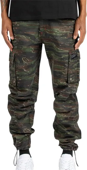 Cargo Pants for Men Hiking Stretch Casual Trendy Pants Elastic Waist Drawstring Outdoor Workout Trousers with Pockets