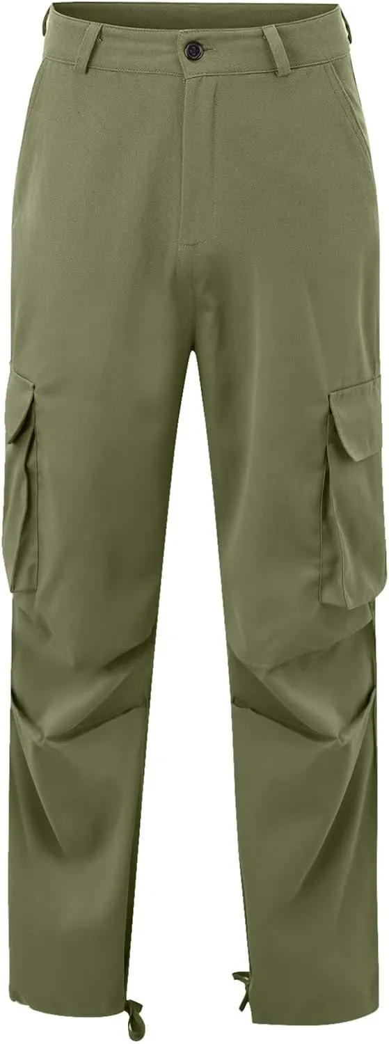 Cargo Pants for Men Tactical Jogging Pants Baggy Wide Leg Sweatpants Elastic Waist Jogger Pants with Multi Pockets