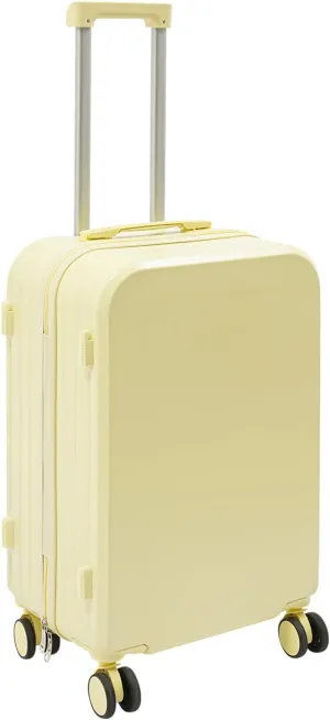 Carry-On Luggage, 24-inch Checked Luggage with Spinner Wheels, Light Yellow