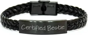 Certified Bestie Gifts from Friends to Bestie Interlaced Leather Christmas Wristlet