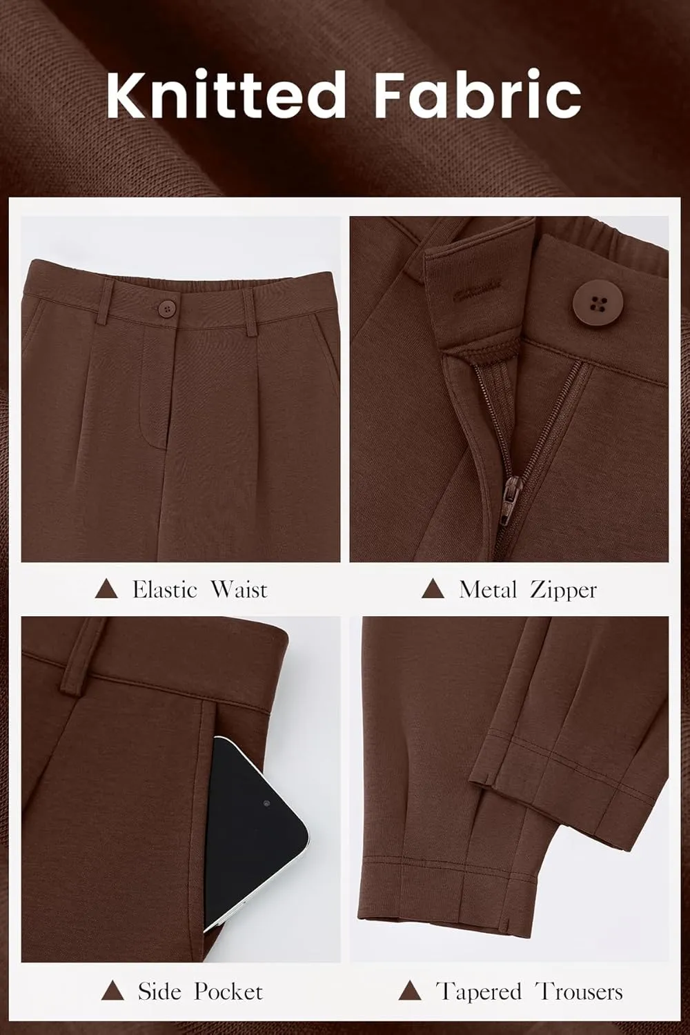 CFLONGE Women's Summer High Waisted Pants for Women 2025 Casual Ankle Length Pant for Work Office Trouser Slacks with Pockets