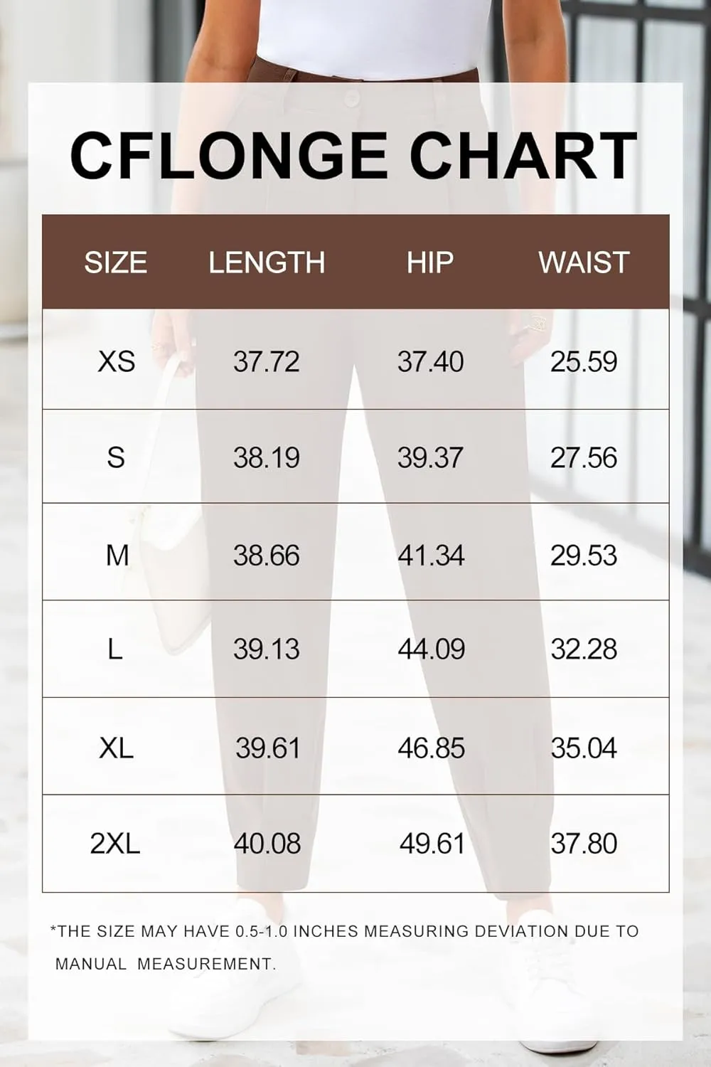 CFLONGE Women's Summer High Waisted Pants for Women 2025 Casual Ankle Length Pant for Work Office Trouser Slacks with Pockets